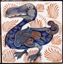 Earthernware tile with dodo pattern