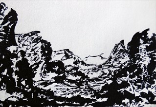 Landscape Made of Ink Block by Alexander Cozens