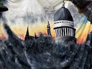 St Paul's Cathedral in London surviving an air raid