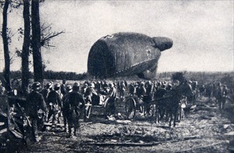 German observation balloon is taken near to the front line