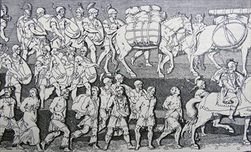 Goth prisoners in a triumphal procession of Emperor Theodosius.