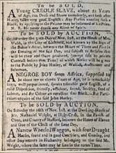 Advertisment for the sale of a slave