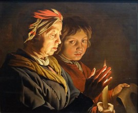 An Old Woman and a Boy by Candlelight' by Matthias Stom