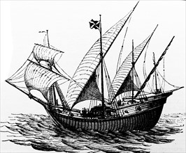 Engraving depicting the vessel of Vasco da Gama