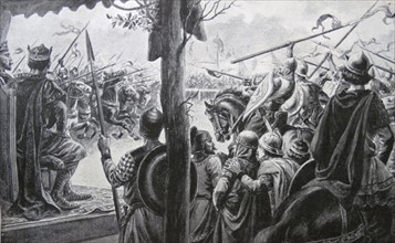 An assault at arms between the men of Louis and his brother Charles and Grandsons of Charlemagne