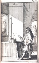 Drawing of experiments with a barometer by Joachim d'Alence