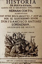 Title page History of Mexico written by Hernán Cortés
