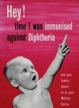 Post-war poster advertising immunisations for Diphtheria