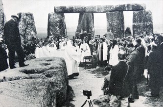 Druid gathering at Stonehenge monument