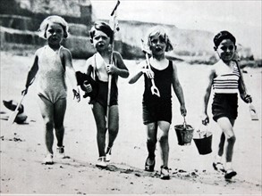 Children enjoying a visit to a beach resort