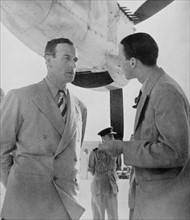 British colonial official talks with Lord Mountbatten Viceroy of India 1947