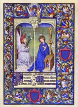 Illumination depicting the annunciation from the Belles Heures of Jean de France