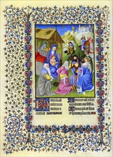 Illumination depicting the adoration of the Magi from the Belles Heures of Jean de France