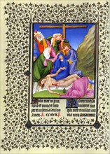 Illumination depicting the Lamentation from the Belles Heures of Jean de France
