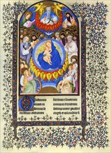 Illumination depicting the Court of Heaven from the Belles Heures of Jean de France
