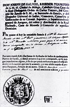 document signed by José de Gálvez y Gallardo
