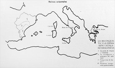 Map depicting 'The Reconquista' of the Catalan