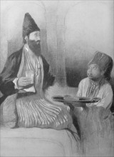 Illustration depicting a Persian prince and his Nubian slave