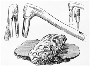Illustration depicting implements of the stone age