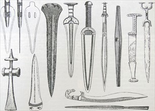 Collection of weapons used throughout different periods of time