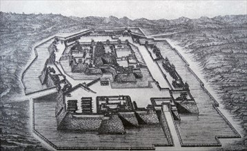 The Osaka Castle captured by the conquering Tokugawa Ieyasu