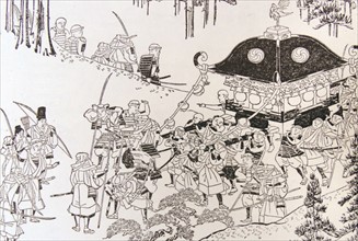 Illustration depicting soldier-priests of Old Japan
