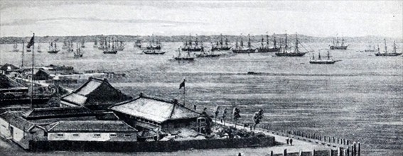 British Naval fleet off Yokohama in 1854