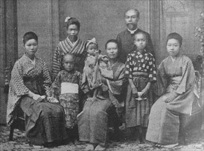 Japanese Christian pastor with his family 1880
