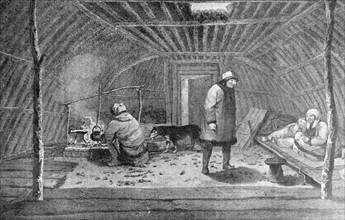 Russian peasants in a hut
