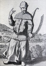 An ancient Chinese warrior from Kircher's 'China Monumentis' 1684