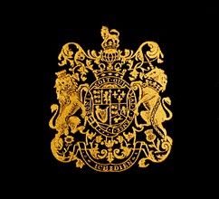 British Royal crest with Lion and unicorn 1945