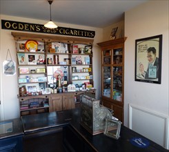 Interior of a reconstructed tobacco shop in northern England