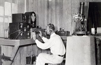 Joseph Lushene operating long-wave radio receiver