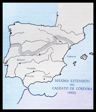 Spanish map showing the Islamic Caliphate of Cordoba