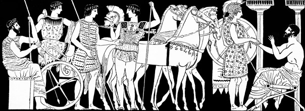 19th century Idealised illustration of Ancient Greek warriors