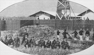 Dutch colonial fort with soldiers in Dutch east Indies