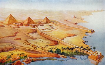 Illustration showing the Pyramids at Giza
