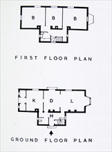 Floor plan of a brick-built house suitable for a site on the outskirts of a country town