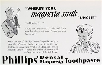 Advert for Phillips' magnesia toothpaste