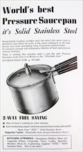 Advert for stainless steal