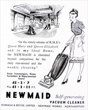 Advert for 'Newmaid' vacuum cleaner