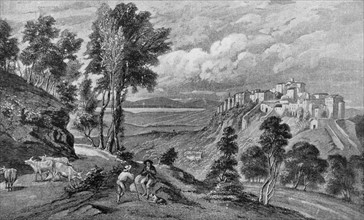 Engraving depicting the ancient city of Clusium