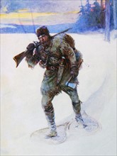 a man making his way through the snow by Joseph Ratcliffe Skelton