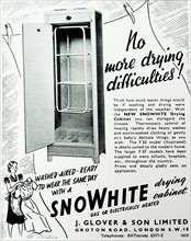 Advert for the 'new' SNOWHITE Drying Cabinet