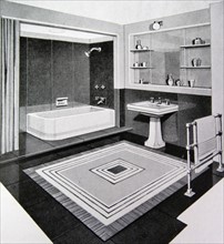 Illustration of a 1950s modern bathroom