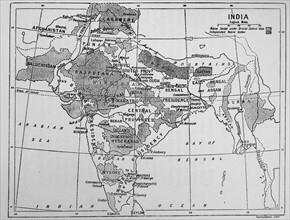 Map showing the British Control over India