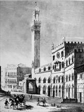 Engraving depicting the Piazza del Campo by William Skelton