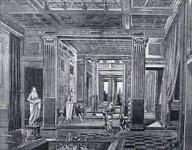 Painting of a characteristic interior of the house of a rich citizen of Ancient Rome