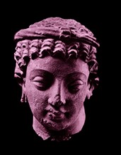 head of bodhisattva in stucco