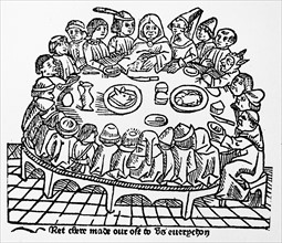 medieval feast. From Chaucer's Canterbury Tales 1484